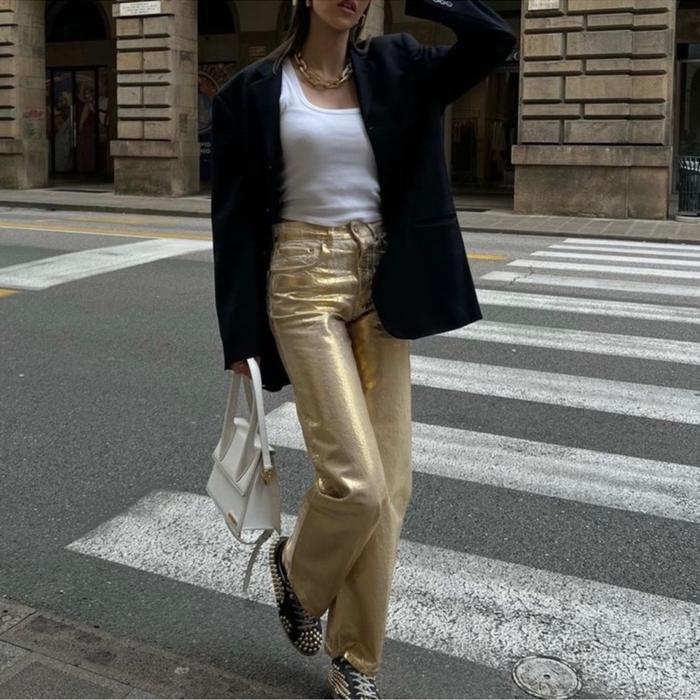 ZARA METALLIC GOLD JEANS